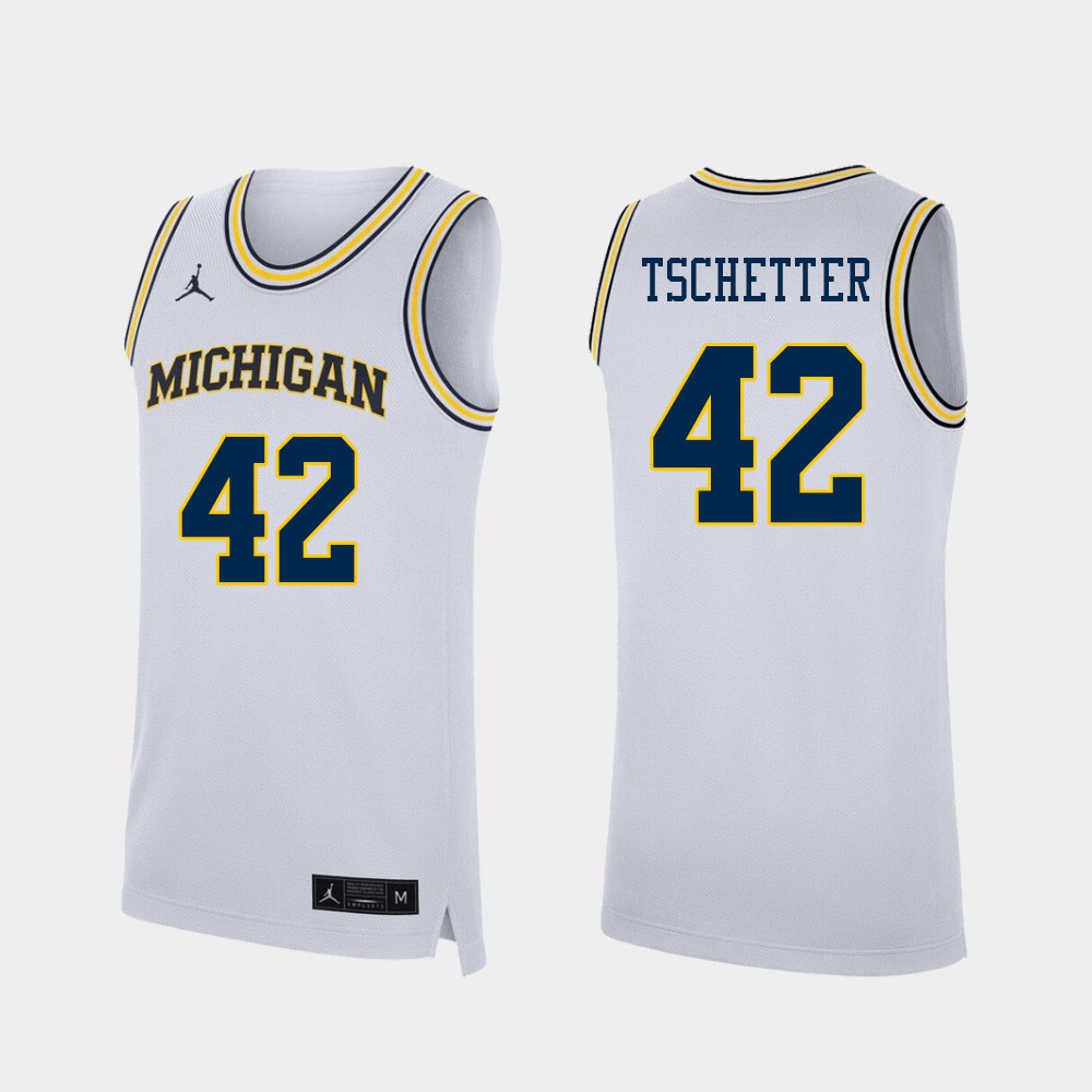 Men #42 Will Tschetter Michigan Wolverines College Basketball Jerseys Sale-White